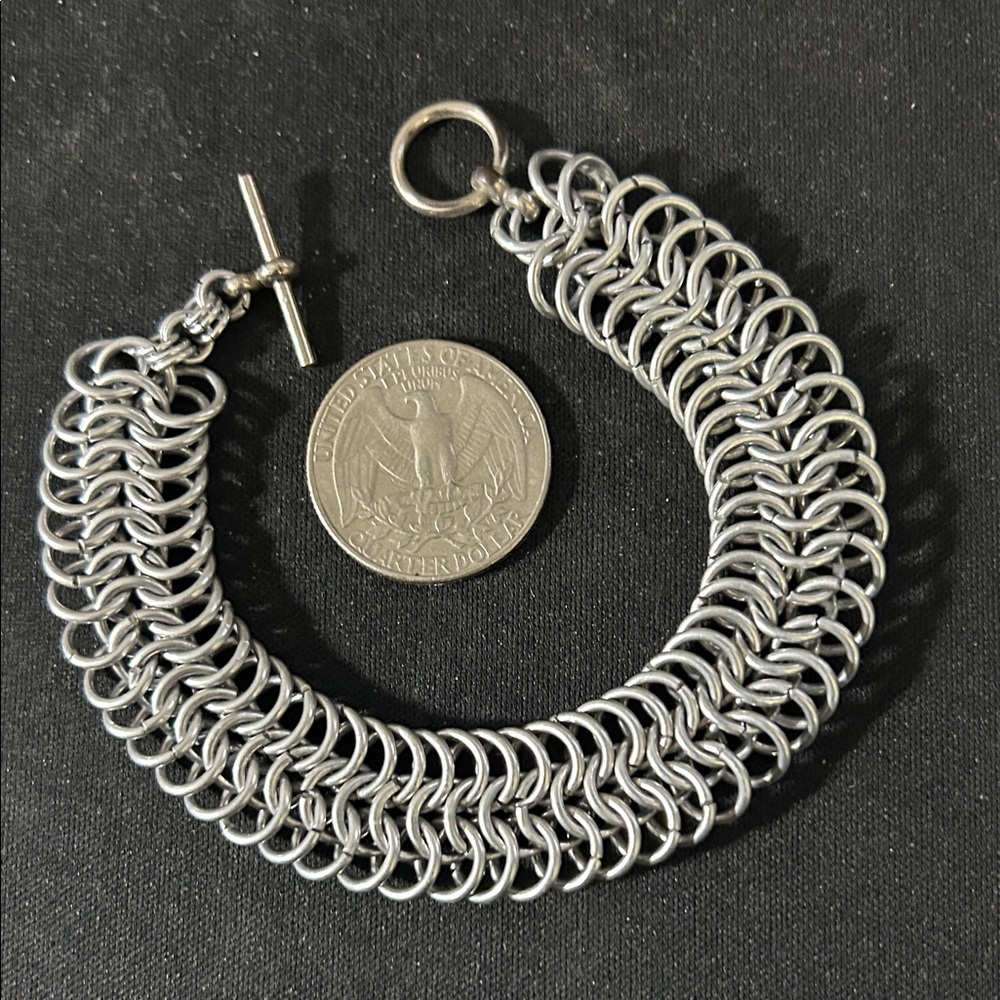 Delicate Handmade Ren Faire Chainmail Three Row Intricate Size Adjustable